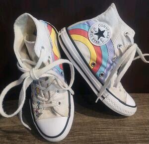 Converse Unicorn Rainbow Youth canvas High Top Sneakers Girls Size 1 Lace up